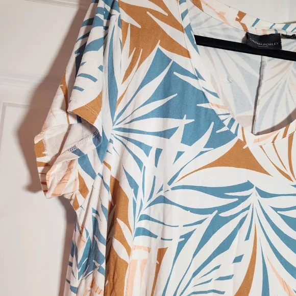 Cynthia Rowley Stretchy Tropical Leaf Print Dress 2X - Picture 3 of 5